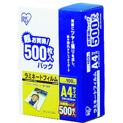 【TRUSCO】ＩＲＩＳ　５３９２６２　ラミネートフィルム　Ａ４サイズ　５００枚入　１００μ